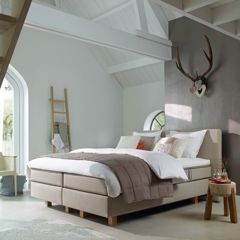 AUPING MAXIMUS avs BOXSPRING TAUPE SAND KLEUR CRESTO MATRASSEN EN TOPPER LATEX